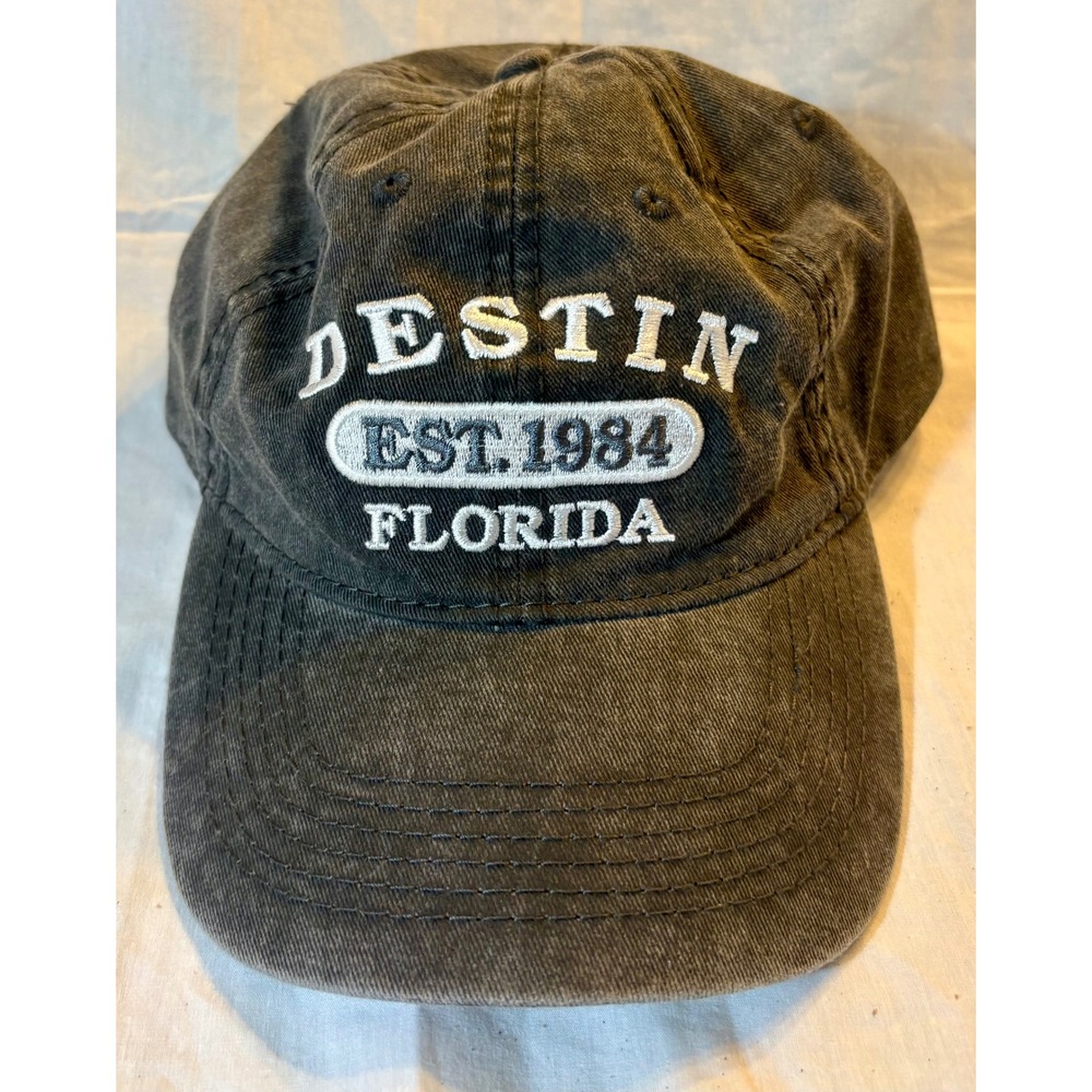 Alvin's Island Destin Florida Est 1984 Baseball Cap Hat Washed Black Adjustable